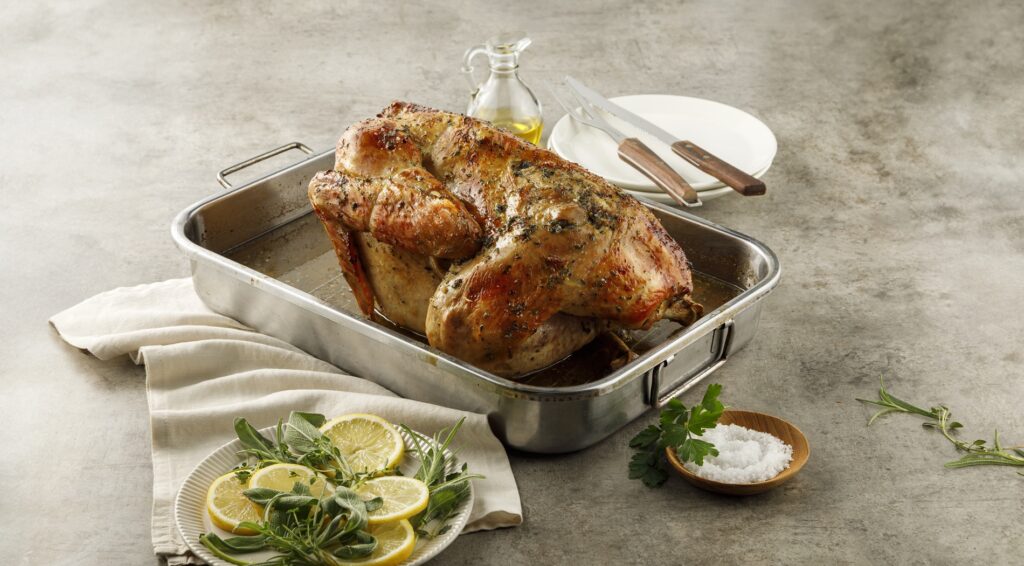 Dinde présidentielle aux herbes sans-dessus-dessous